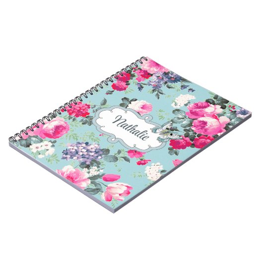 オールドバラ&バタフライ名前をカスタムするギフト ノートブック (左側)