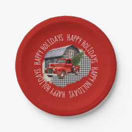 オールドバーンアンドレッドトラック7インチラウンド紙プレート ペーパープレート