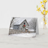 オールドバーンウィズクリスマスリース カード (黄色い花)