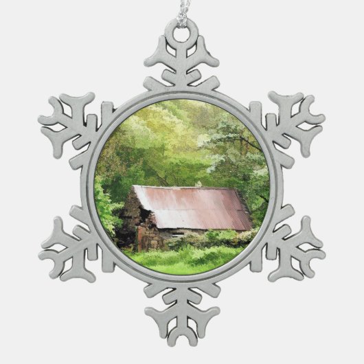 オールドバーンズ スノーフレークピューターオーナメント (正面)