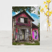 オールドバーンハウスを捨てて森の近く カード (黄色い花)