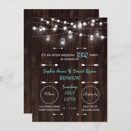 オールドバーンメイソンジャースライツ結婚アフターズBBQパーティー 招待状 (正面/裏面)