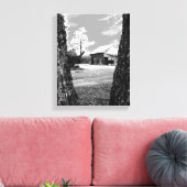 オールドバーンルーラルバーンズカントリーブラック&ホワイト写真 キャンバスプリント (インサイチュ (リビング))