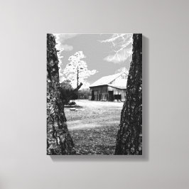 オールドバーンルーラルバーンズカントリーブラック&ホワイト写真 キャンバスプリント