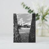 オールドバーンルーラルバーンズカントリーブラック&ホワイト写真 ポストカード (スタンド正面)