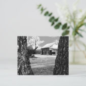 オールドバーンルーラルバーンズカントリーブラック&ホワイト写真 ポストカード (スタンド正面)