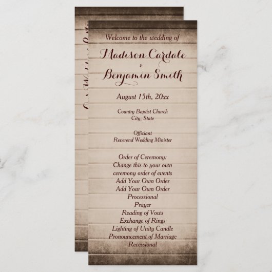 オールドバ素朴ンウッド結婚式 プログラムテンプレート プログラム (正面/裏面)