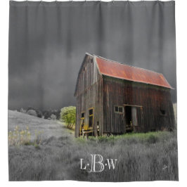 オールドバ素朴ーンヴィンテージファームハウスカスタムモノグラム シャワーカーテン