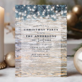 オールドパインウッドストリングライトクリスマ素朴スパーティー 招待状