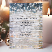 オールドパインウッドストリングライトクリスマ素朴スパーティー 招待状