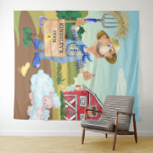 オールドパーソナライズされたマクドナルドのファームブルートラクター タペストリー (インサイチュ(横))