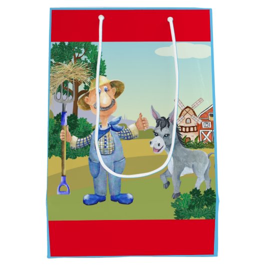 オールドパーソナライズされたマクドナルドのファームブルートラクター ミディアムペーパーバッグ (裏面)