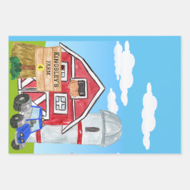 オールドパーソナライズされたマクドナルドのファームブルートラクター ラッピングペーパーシート