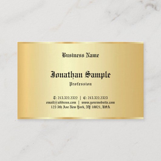 オールドパーソナライズされた文字グラマーフェイク金ゴールドテンプレート 名刺 (裏面)