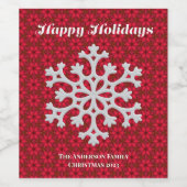 オールドパーソナライズされた・ワールド・クリスマス・レッド・スノーフレーク ワインラベル (シングルラベル)