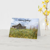 オールドパーソンオールドハウスかわいらしアート誕生日カード カード (黄色い花)