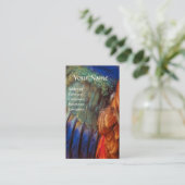 オールドパーチメントのローラー翼の羽毛 名刺 (スタンド正面)