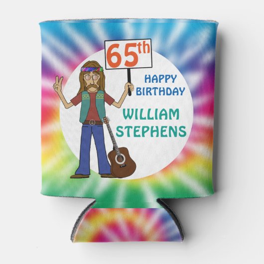 オールドヒッパイヒッピー絞り染め65thバースデーパーティー 缶クーラー (正面)