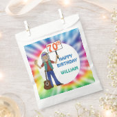 オールドヒッパイヒッピー絞り染め70thバースデーパーティーファボ フェイバーバッグ (クリップ留めされた状態)