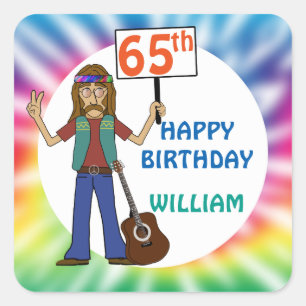 オールドヒッピーヒッピー絞り染め85歳誕生パーティー スクエアシール