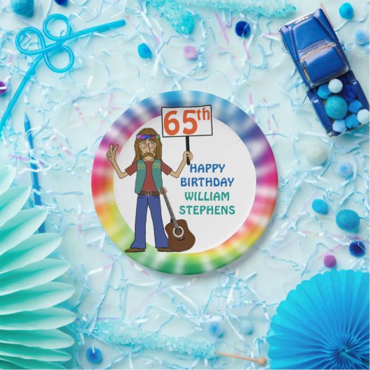 オールドヒッピーヒッピー絞り染め85歳誕生パーティー ペーパープレート (パーティー)