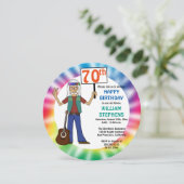 オールドヒッピー ヒッピータイダイ 70歳の誕生日パーティー 招待状 (スタンド正面)