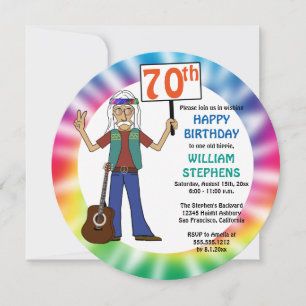 オールドヒッピー ヒッピータイダイ 70歳の誕生日パーティー 招待状