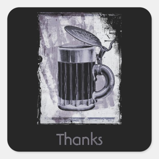 オールドビールスタインイラストレーション感謝してい スクエアシール (正面)