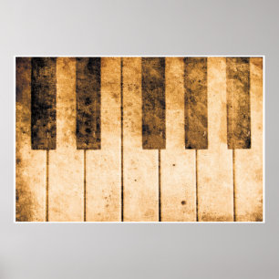 オールドピアノ鍵音楽アートポスター ポスター