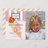 オールドピファッションドックスクリームパーラー写真誕生日 招待状 (正面/裏面)