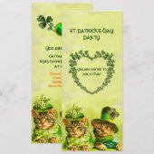 オールドファッションアイリッシュキャッツ，セント・パトリックの日パーティー 招待状 (正面/裏面)