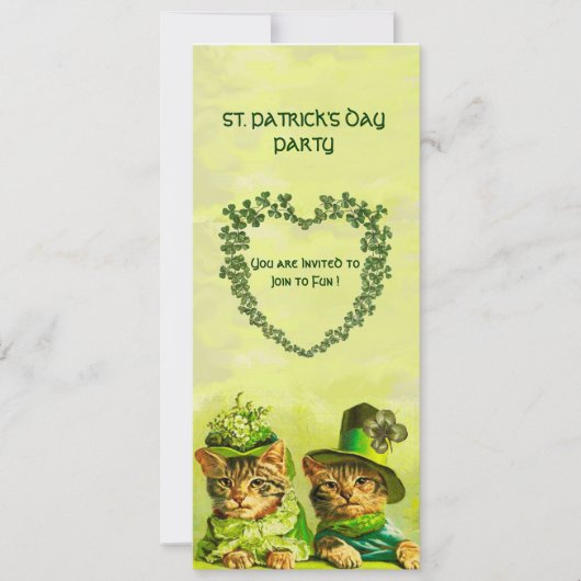 オールドファッションアイリッシュキャッツ，セント・パトリックの日パーティー 招待状 (正面)