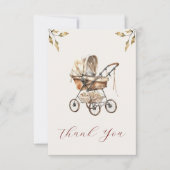 オールドファッションキャリッジ離れフローラズヌートラベージュ サンキューカード (正面)
