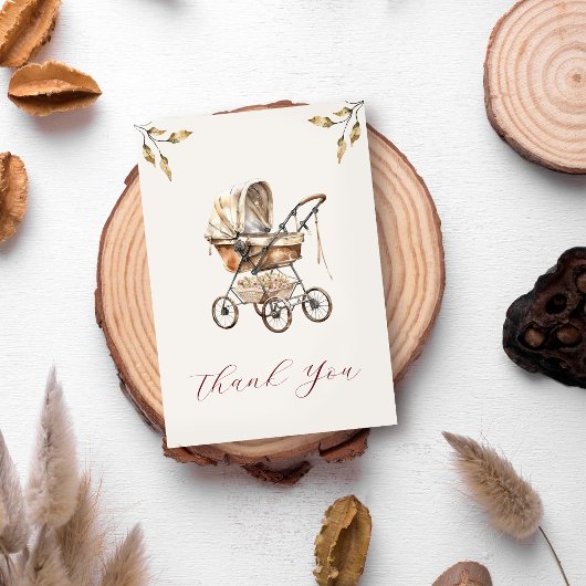 オールドファッションキャリッジ離れフローラズヌートラベージュ サンキューカード