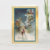 オールドファッションクリスマスチャーチ&ベルズカード シーズンカード (正面)