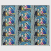 オールドファッションクリスマスポストカード出生イエス ラッピングペーパー (フラット)