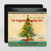 オールドファッションツリークールクリスマスパーティの招待状 招待状 (正面/裏面)