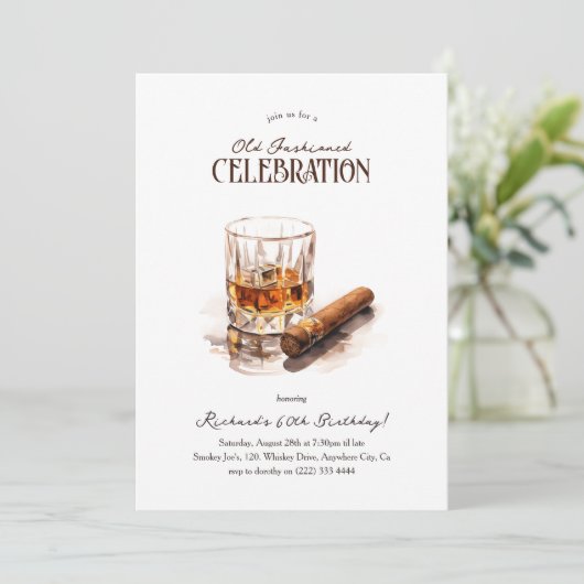 オールドファッションドお祝い男らし大人誕生日 招待状 (スタンド正面)