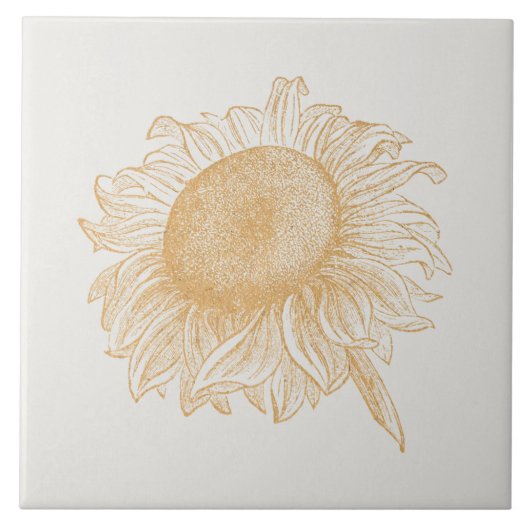 オールドファッションドひまわりヴィンテージフラワーアート タイル (正面)