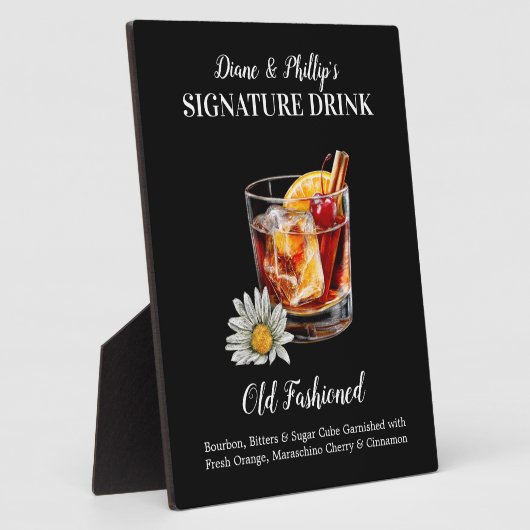オールドファッションドカクテルバーパーソナライズされた標識 フォトプラーク (側面)