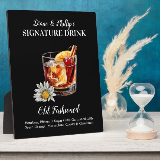 オールドファッションドカクテルバーパーソナライズされた標識 フォトプラーク (側面)