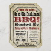オールドファッションドカ素朴国BBQバーベキューパーティー 招待状 (正面/裏面)