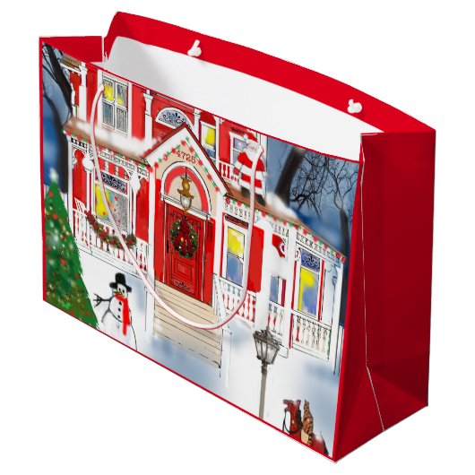 オールドファッションドクリスマスシビクトリアンーンハウススノー ラージペーパーバッグ (裏面アングル)