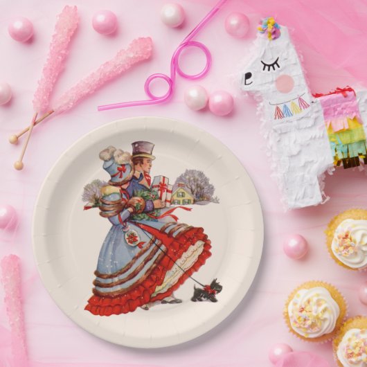 オールドファッションドクリスマスショッピング紙プレート ペーパープレート (パーティー)