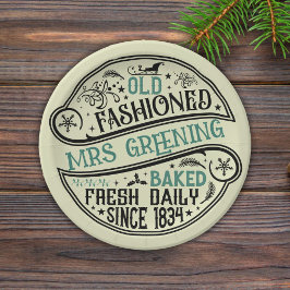 オールドファッションドクリスマスベーカリーサンタクッキー ペーパープレート