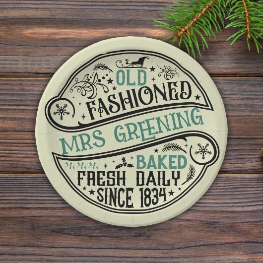 オールドファッションドクリスマスベーカリーサンタクッキー ペーパープレート