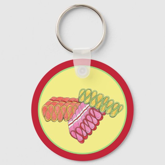 オールドファッションドクリスマスリボンキャンディホリデースウィート キーホルダー (正面)