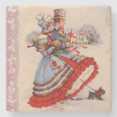 オールドファッションドショッピングクリスマスコースター ストーンコースター (正面)