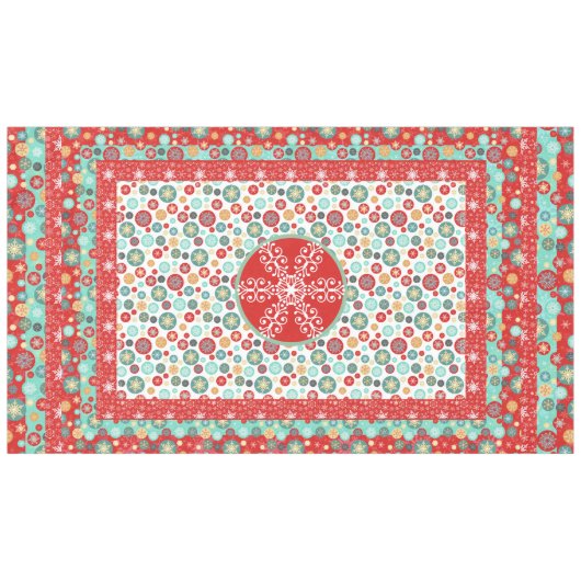 オールドファッションドスカンジナビアレトロスノーフレーク テーブルクロス (正面(横))