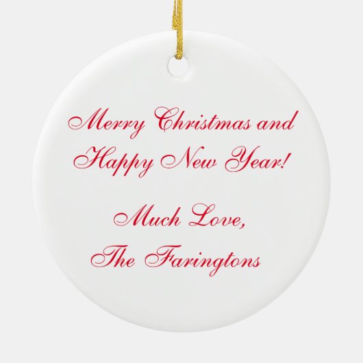 オールドファッションドスケートで滑るサンタクロースパーソナライズされた セラミックオーナメント (裏面)